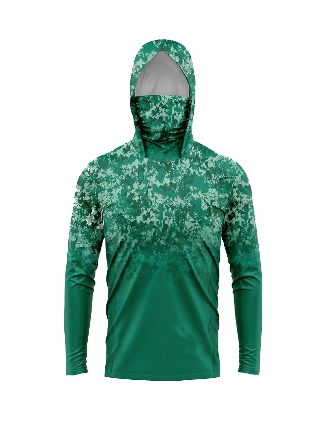Outdoor Hunting Prints - Herren UPF50+ Sonnenschutz-Angelhoodie mit Gesichtsmaske, grüner